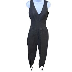 Dianne Beaudry Jumpsuit Stirrup Pants‎ V-Neck Sleeveless Black Italy Size 6*